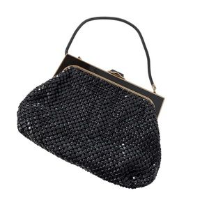 Vintage 1980s chain mail handbag clutch with Art Deco gold details